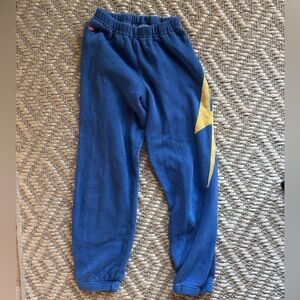 Kids Aviator Nation blue sweatpants yellow bolt size 10